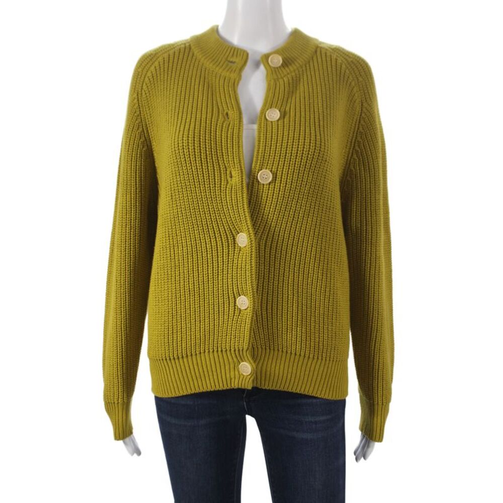 Demylee Womens Green Organic Cotton Cardigan Long Sleeve Round Neck Size XS